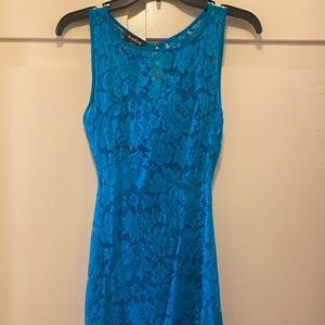 BeBe 2016 collection Blue mini lace dress sleeveless Size XXS runs Xs beautiful